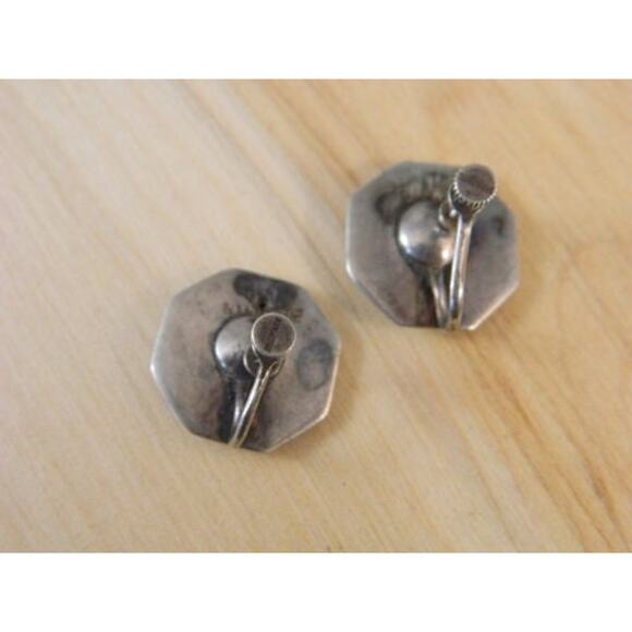 Vintage Siam Sterling Silver Screw Back Earrings Thailand Niello Dancer Earrings - Picture 4 of 7